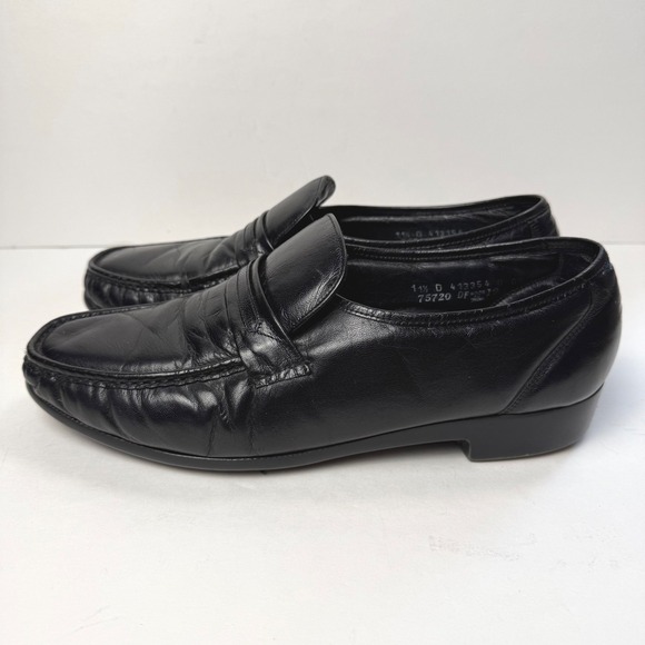 Florsheim Loafers Mens 11.5 D Black Leather Dress Shoes Classic Preppy Timeless - Picture 4 of 9
